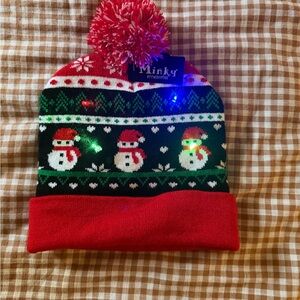 Kids Festive Snowman Beanie - Red and Green